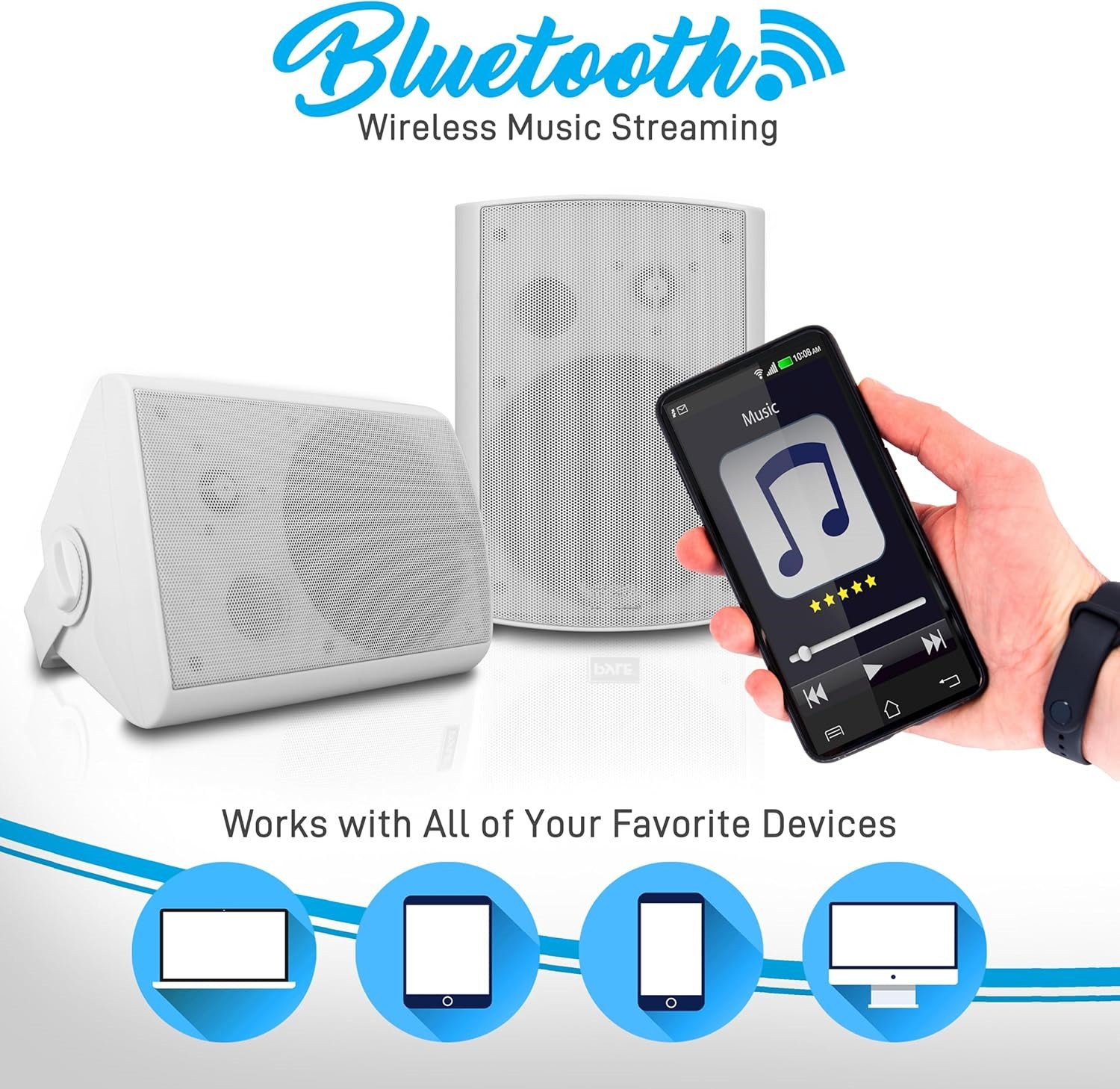 Wall Mount Waterproof Speaker System for Indoor or Outdoor Wireless Bluetooth Surround Sound System - Image 3